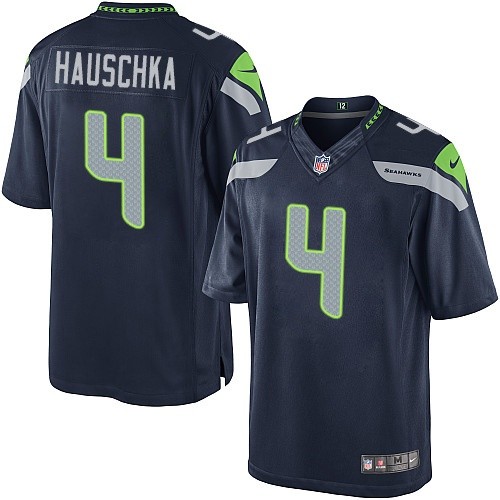 Men's Limited Steven Hauschka Nike Jersey Navy Blue Home - #4 NFL Seattle Seahawks